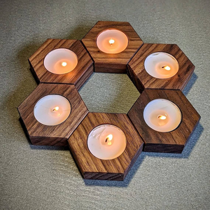 DECOR N UTILITY CRAFT Hexagon Wooden Tea Light Holder Handmade <b>Candle</b> Stand Christmas Home Decoration - Product Image 6