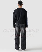 Pantalon cargo en jean délavé pour homme, coupe droite ample, décontracté, unisexe, effet soleil, tendance, 100 % coton, écologique