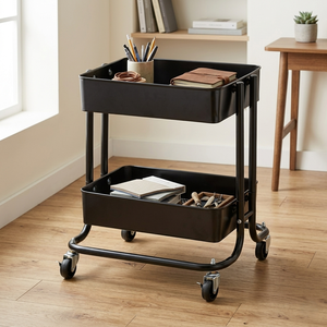 MIT Housewares 2-Tier Rolling Steel <b>Storage</b> Cart Wholesale OEM Sale from Taiwan Home Furniture Manufacturer for Bathroom Use - Product Image 2