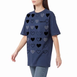 T-shirt personnalisé pour femme 2026 avec motif cœur, en jersey uni, décontracté, à manches courtes, en coton, style vêtement, vente en gros - Product Image 4