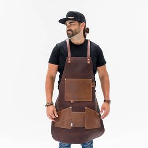 Delantal de Cuero sin Mangas con Múltiples Bolsillos, Estilo Clásico, Reutilizable para Cocinar, Traje de Trabajo - Product Image 1