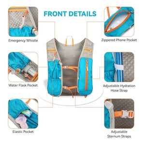 Mochila de Hidratación Impermeable de Poliéster Ligero Unisex, Correas de Hombro Ajustables, Bolsillos Dobles para Botellas de Agua, Capacidad de 20L - Product Image 2