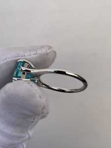 Bague de fiançailles vintage en aquamarine, coupe octogonale, cadeau d'anniversaire de mariage pour femme, argent sterling, faite à la main - Product Image 4