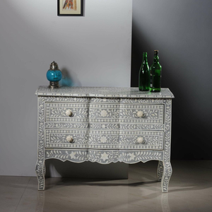 Table console en os incrusté, style traditionnel, motif floral, pour chambre, salon, appartement, hôtels, d'inspiration marocaine - Product Image 3
