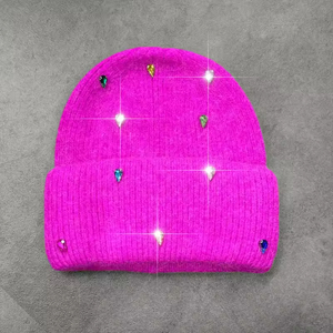Gorros de Punto Personalizados con Diamantes de Imitación, Cristales Brillantes, Estilo Urbano Y2K, Gorros de Lujo Brillantes para Mujer - Product Image 2