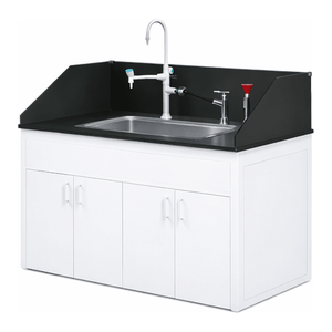 Table d'évier de laboratoire avec plateau phénolique et cuve en PP pour zones de lavage en laboratoire - Product Image 2