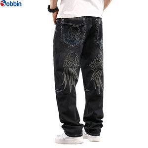 Pantalones Vaqueros para Hombre con Logotipo Personalizado OEM, Jeans de Mezclilla Bordados de Cintura Media, Tejidos, Ecológicos, de Alta Calidad, Estilo Hip Hop - Product Image 5