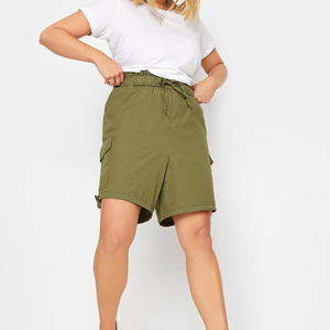 High Waist <b>Women's</b> <b>Cargo</b> <b>Shorts</b> Cotton Spandex Canvas Dark Wash Quick Dry Breathable Button Fly Casual Solid Color Pocket Design - Product Image 2