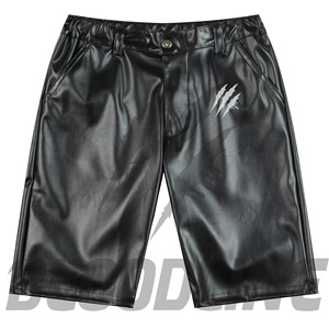 Men's Black PU Coated Bermuda <b>Shorts</b> With Pockets Elastic Waist Casual Style - Product Image 4
