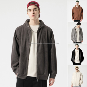 Winter New Sueded Hoodie Custom Zipper Men'S Hoodies & Sweatshirts <b>Brown</b> Zip Up Super High Quality Zipper Hoodie Jacket - Product Image 5