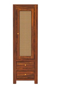 Wholesale Boho Solid Wood Rattan <b>Bookcases</b> Tall Cabinet Single Door Cane <b>Bookcase</b> with Drawers | Jodhpur Handicraft - Product Image 3