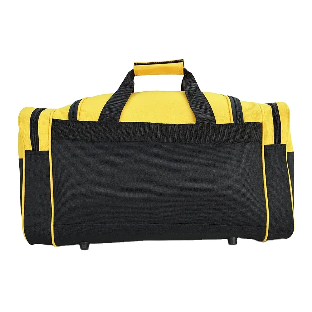 Sac de sport simple, basique, léger et Durable, idéal pour la gymnastique et les voyages en nuit, couleur jaune, à plusieurs fermeture éclair, personnalisés