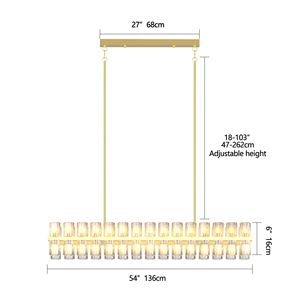 Lampadari Moderni da 54 Pollici in Stile Fattoria Dorati per Sala da Pranzo, Lampade a Sospensione Rettangolari in Cristallo e Ottone - Product Image 6