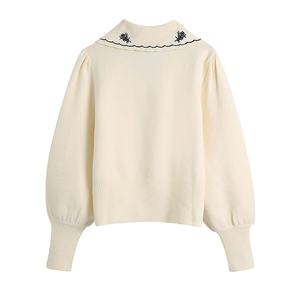 Suéter de Punto Casual Otoñal con Logotipo Personalizado, Cuello Solapa, Manga Larga, Botón Único, para Mujer - Product Image 2