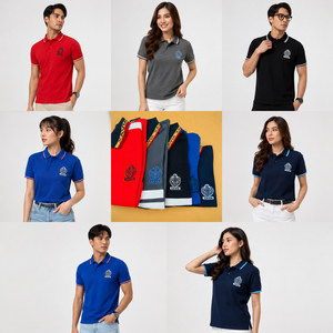 เสื้อโปโลผู้ชายผ้าฝ้ายพรีเมียม สกรีนลายปักโลโก้ตามสั่ง เสื้อโปโลลำลองสำหรับธุรกิจและกอล์ฟ ขายส่งจากโรงงาน - Product Image 1