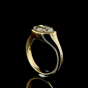 Custom 2ct Horizontal Antique Oval <b>Ring</b> IGI Certified Heavy Gypsy Setting Chunky <b>Dome</b> Band Wedding <b>Ring</b> 14K Gold Plated <b>Ring</b> - Product Image 2