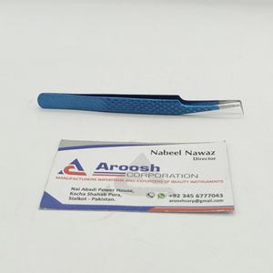 Pinzas para pestañas de 90 grados de acero inoxidable profesionales al por mayor agarre de Diamante Azul de alta calidad puntiagudo sostenible - Product Image 3