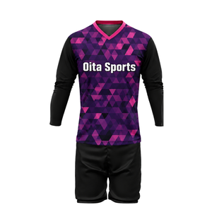 ชุดวอลเลย์บอลชาย สีม่วงดำ แบบซับลิเมชั่น เสื้อแขนยาวและกางเกงขาสั้น ชุดกีฬาระบายอากาศได้ดี เหมาะสำหรับการฝึกซ้อม - Product Image 2