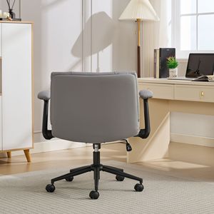 Chaise de bureau en cuir à position jambes croisées avec accoudoirs rabattables et roulettes pivotantes, design confortable avec assise large - Product Image 6