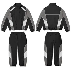 Customized Unisex Nylon Windbreaker Tracksuit Vintage Outdoor Camping Zip Up <b>Jacket</b> 2 Piece Set - Product Image 1