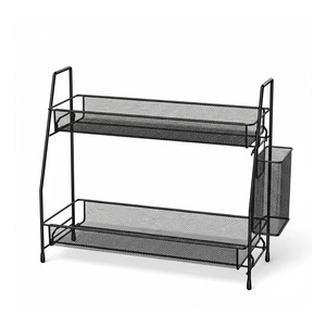 Black Metal 2 Tier Kitchen Rack For <b>Spice</b> <b>Jar</b> Oil Sauce Bottle Storage And Side Space For Cutlery And Sachets From India - Product Image 1