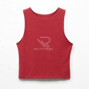 Camiseta corta informal para mujer, básica, lisa, con logo personalizado impreso, cuello redondo, sin mangas, ajustada. - Product Image 6