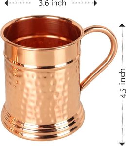 Chope à bière en cuivre massif, martelée à la main, pour cocktails, idéale pour la maison et les hôtels - Product Image 2