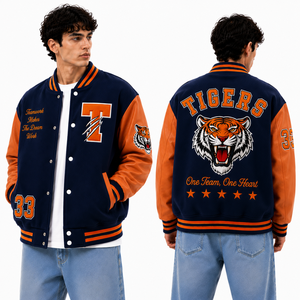 Chaqueta Varsity Personalizada con Nombre y Número, Parche de Chenille, Chaqueta Bomber Varsity para Pedidos de Clubes Escolares, Uniformes Deportivos - Product Image 2