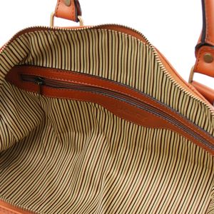 Sac de voyage sophistiqué en cuir véritable, sac de voyage classique marron - Product Image 6