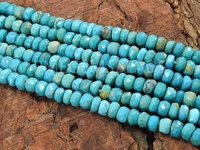 Perles rondes facettées en turquoise d'Arizona, faites à la main, pierres lâches certifiées par un tiers, pour la création de bijoux, un seul type, brin de 18 pouces