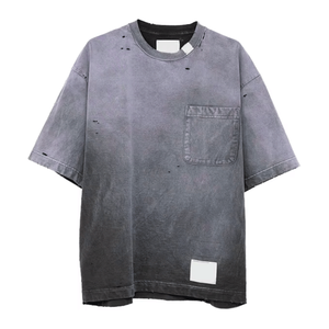 Camisetas de Hombre con Efecto Desgastado Más Vendidas, Camisetas de Primera Calidad Lavadas, Hechas a Medida, de Manga Corta, con Cuello Redondo y Lavado Ácido para Hombre - Product Image 2
