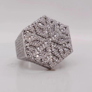 Anillo de Moissanita con Diseño de Estrella, Estilo Hip Hop, para Compromiso, Boda o Aniversario, Unisex, Plata de Ley - Product Image 2