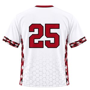 Maillot de lacrosse unisexe blanc et rouge en polyester, coupe athlétique, uniforme sportif léger, tenue d'équipe, vêtements d'entraînement - Product Image 2