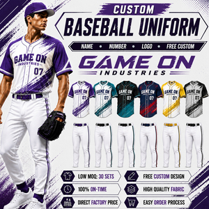 Venta Directa de Fábrica, Ropa de Béisbol para Club Masculino, Jersey Transpirable con Pantalones con Cintas Adhesivas, Uniformes Deportivos de Equipo Sublimados Personalizados - Product Image 1