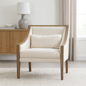 Mobilier moderne de loisirs de chaise d'appoint de salon en bois durable en tissu français de style américain pour le salon - Product Image 1