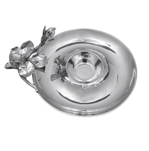 Chip & <b>Dip</b> Metal Designer Aluminum Tray Home and Wedding Usage Dual Compartment Serving Tray Polished Metal Minimalist Design - Product Image 5