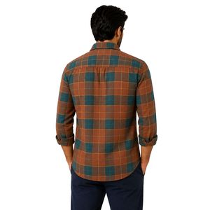 Chemise à carreaux marron rouille et turquoise à manches longues pour homme, personnalisable avec logo, boutonnée, en coton, décontractée, vente en gros, fabricant de vêtements - Product Image 2