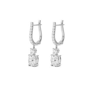 Elegantes Pendientes de Oro Rosa de 9K con Diamantes Cultivados en Laboratorio, 5.09 CTW, Corte Cojín, 2.545 Quilates Cada Uno, Grado de Claridad, Adorno de Lujo - Product Image 4