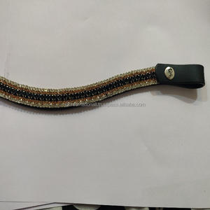 Bandas de lujo para cejas para caballos, banda de cuero inglés, negro, blanco, marrón o negro, con botón a presión - Product Image 3