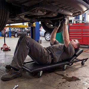 Carrello da officina regolabile a 4 livelli per riparazioni auto, con schienale imbottito spesso e confortevole, 6 ruote girevoli, per impieghi gravosi - Product Image 2