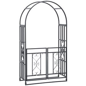 Arco da Giardino in Metallo da 81 Pollici con Cancello Bloccabile e Doppie Porte, Motivo a Cuore, Struttura per Piante Rampicanti per Matrimoni e Feste Nuziali - Product Image 2