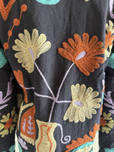 Chaqueta de Algodón Bordada con Flores, Cuello Mandarín, Manga Larga, Estilo Boho Chic para Mujer, Chaqueta Vintage Tejida a Mano - Product Image 5