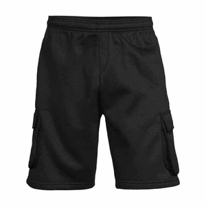 Pantalones Cortos Cargo para Hombre, Color Negro Sólido, Estilo Urbano, Cintura Media, Elásticos, de Secado Rápido, Transpirables, de Poliéster/Algodón, con Bolsillos - Product Image 1