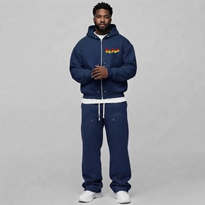 OEM/ODM 100% Cotton Printed Men's Tracksuit Solid Color Regular Fit Casual Wear Drawstring Hoodie Sweatpants <b>Winter</b> Fleece - Product Image 4