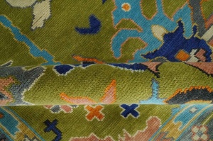 Alfombra Oushak Clásica Anudada a Mano, Verde Oliva, Diseño Abstracto, Lana, 10x14 Pies, Estilo Vintage, Alfombra Grande para Sala de Estar, Decoración del Hogar, 1 Pieza - Product Image 6