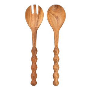 Juego de cuchara y tenedor de madera premium para ensalada, apto para alimentos, utensilios de cocina boho hechos a mano con logotipo personalizado, vajilla de madera de olivo. - Product Image 5