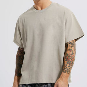 Men's Casual Oversized Solid Boxy T Shirts Lightweight 100% Cotton Knitted Outerwear Breathable O-Neck Collar acid wash T shirts - Product Image 6