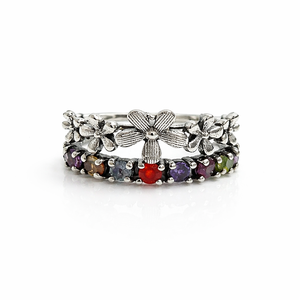 Multistone Floral 925 Sterling Silver <b>Dainty</b> <b>Ring</b>, Natural Gemstone <b>Ring</b>, Birthstone <b>Ring</b>, Birthday Gift <b>ring</b> for her - Product Image 1