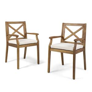 Juego de Comedor de Lujo para Exteriores en Madera de Teca Sólida, Mesa Rectangular con Listones y 6 Sillas con Respaldo Cruzado - Product Image 4