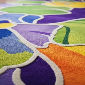 Colorful Floral Area Rug Hand Tufted Vibrant Purple <b>Yellow</b> Green Carpet Modern Abstract Flower Design Living Room Bedroom Decor - Product Image 5